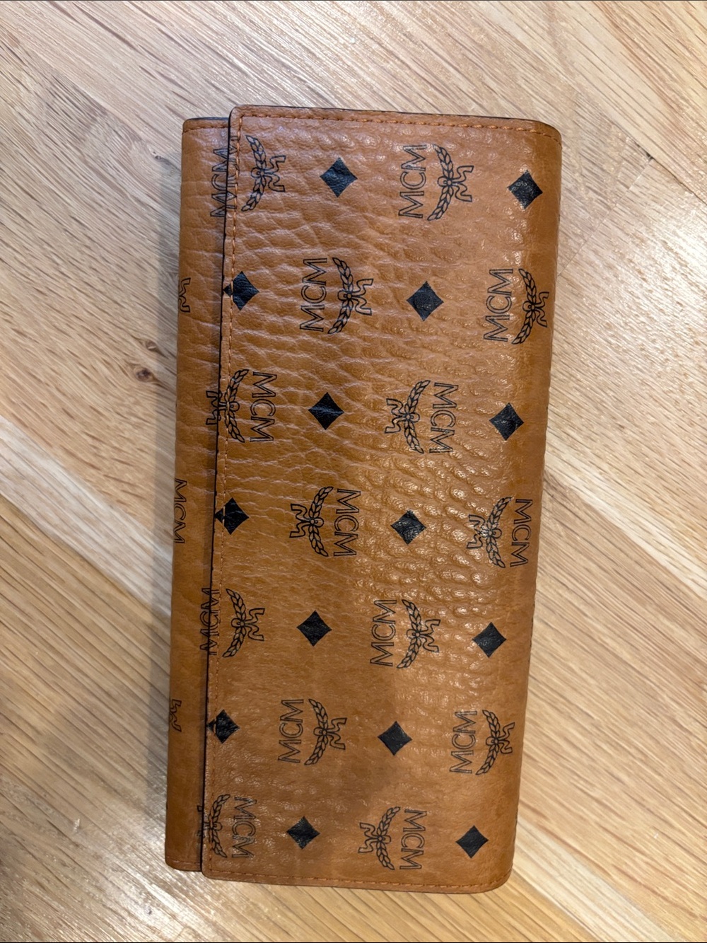 MCM Cognac Brown Visetos Signature Long Wallet